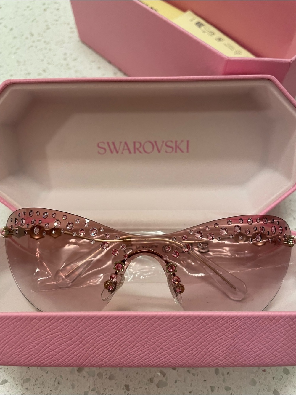 Swarovski Pink Crystal-Embellish Sunglasses